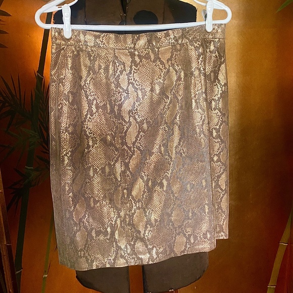 Gold Leather Snakeskin Jacket 12 w/ Skirt - Picture 7 of 8